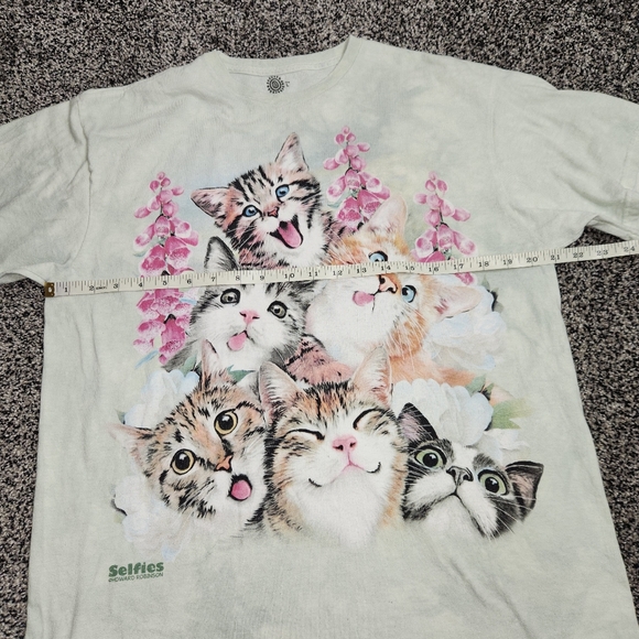 The Mountain Cat Selfie T Shirt Unisex L Bleached Dye Wash,kitty Crazy Cat Lady - Picture 5 of 8